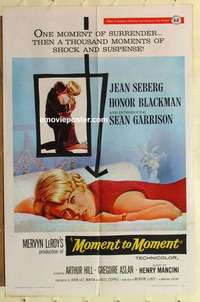 s738 MOMENT TO MOMENT one-sheet movie poster '65 Jean Seberg, Blackman
