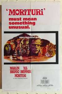 s726 MORITURI one-sheet movie poster '65 Marlon Brando, Yul Brynner