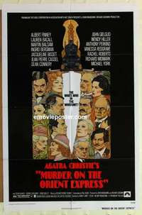 s708 MURDER ON THE ORIENT EXPRESS one-sheet movie poster '74 Amsel art!
