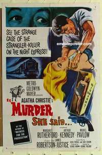 s707 MURDER SHE SAID one-sheet movie poster '61 Margaret Rutherford