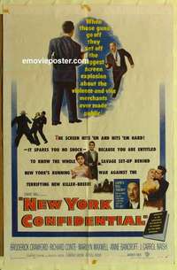 s676 NEW YORK CONFIDENTIAL one-sheet movie poster '55 Broderick Crawford