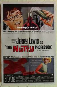 s658 NUTTY PROFESSOR one-sheet movie poster '63 Jerry Lewis, Stevens