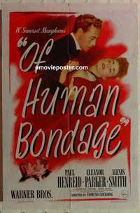 s651 OF HUMAN BONDAGE one-sheet movie poster '46 Henreid, Eleanor Parker