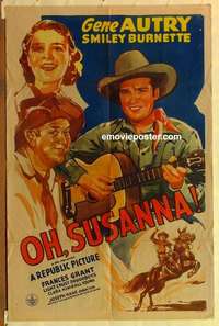 s649 OH SUSANNA one-sheet movie poster R43 Gene Autry sings with guitar!
