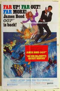 s642 ON HER MAJESTY'S SECRET SERVICE style B one-sheet movie poster '70 Bond