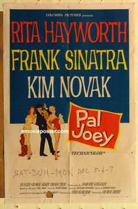 s617 PAL JOEY one-sheet movie poster '57 Rita Hayworth, Sinatra, Novak
