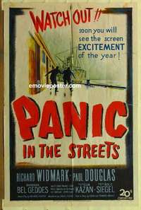 s614 PANIC IN THE STREETS one-sheet movie poster '50 Elia Kazan, Widmark