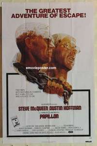 s607 PAPILLON international style one-sheet movie poster '74 Steve McQueen, Dustin Hoffman