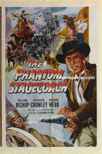 s584 PHANTOM STAGECOACH one-sheet movie poster '57 William Bishop shooting!