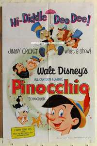 s577 PINOCCHIO one-sheet movie poster R71 Walt Disney classic!
