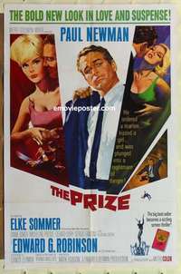 s544 PRIZE one-sheet movie poster '63 Paul Newman, Elke Sommer, Ed Robinson
