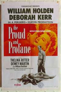 s543 PROUD & PROFANE one-sheet movie poster '56 William Holden, Kerr
