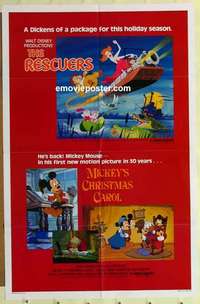 s511 RESCUERS/MICKEY'S CHRISTMAS CAROL one-sheet movie poster '83 Disney