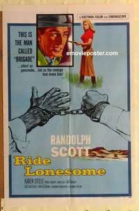 s499 RIDE LONESOME one-sheet movie poster '59 Randolph Scott, Boetticher