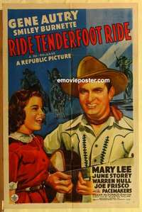 s498 RIDE TENDERFOOT RIDE one-sheet movie poster R48 Gene Autry w/guitar!