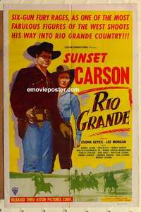s490 RIO GRANDE one-sheet movie poster '49 Sunset Carson, Evohn Keyes