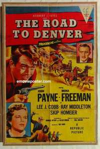 s486 ROAD TO DENVER one-sheet movie poster '55 John Payne, Mona Freeman