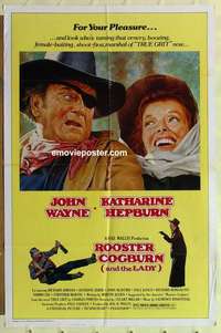 s471 ROOSTER COGBURN one-sheet movie poster '75 John Wayne, Kate Hepburn
