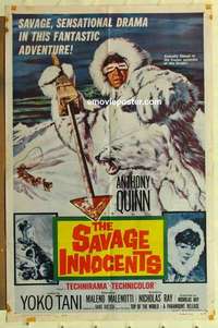 s452 SAVAGE INNOCENTS one-sheet movie poster '61 Anthony Quinn, Yoko Tani