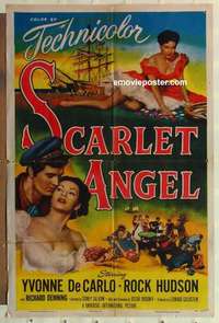 s446 SCARLET ANGEL one-sheet movie poster '52 Rock Hudson, Yvonne DeCarlo