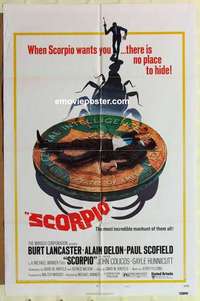 s443 SCORPIO style B one-sheet movie poster '73 Burt Lancaster, Alain Delon