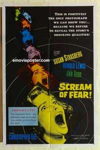 s442 SCREAM OF FEAR one-sheet movie poster '61 Hammer, Susan Strasberg
