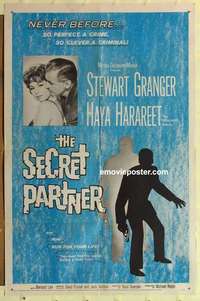 s438 SECRET PARTNER one-sheet movie poster '61 Stewart Granger, Harareet