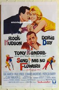 s435 SEND ME NO FLOWERS one-sheet movie poster '64 Hudson, Doris Day