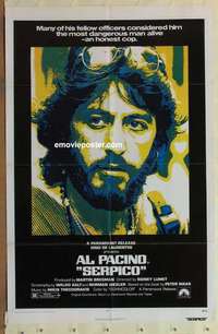 s430 SERPICO one-sheet movie poster '74 Al Pacino crime classic!