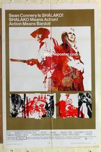 s416 SHALAKO one-sheet movie poster '68 Sean Connery, Brigitte Bardot