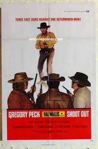 s403 SHOOT OUT one-sheet movie poster '71 gunfighting Gregory Peck!