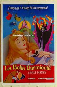 s387 SLEEPING BEAUTY Spanish/US one-sheet movie poster R70s Disney classic!