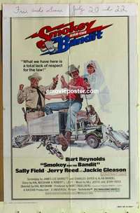 s381 SMOKEY & THE BANDIT one-sheet movie poster '77 Burt Reynolds, Field