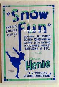 s379 SNOW FUN one-sheet movie poster '40s Sonja Henie, ice skating!