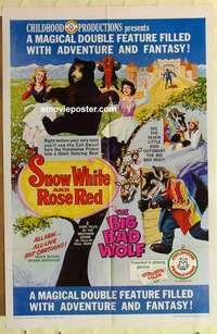 s378 SNOW WHITE & ROSE RED/BIG BAD WOLF one-sheet movie poster '66 fantasy!