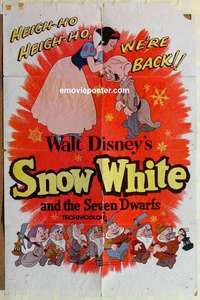 s377 SNOW WHITE & THE SEVEN DWARFS one-sheet movie poster R58 Disney