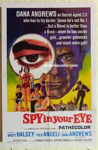 s347 SPY IN YOUR EYE one-sheet movie poster '66 Dana Andrews spoof!
