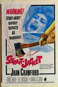 s319 STRAIT-JACKET one-sheet movie poster '64 crazy Joan Crawford!