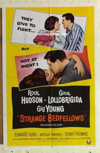 s318 STRANGE BEDFELLOWS one-sheet movie poster '65 Gina Lollobrigida