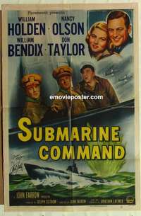 s310 SUBMARINE COMMAND signed one-sheet movie poster '51 Nancy Olson, Kelly