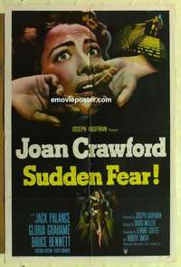 s308 SUDDEN FEAR one-sheet movie poster '52 Joan Crawford, Jack Palance