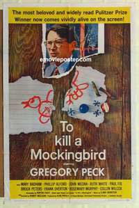 s207 TO KILL A MOCKINGBIRD one-sheet movie poster '63 Gregory Peck classic!