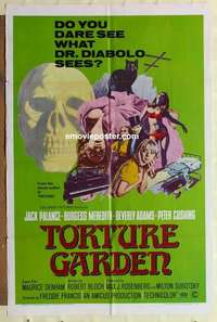 s193 TORTURE GARDEN one-sheet movie poster '67 Robert Bloch, Jack Palance