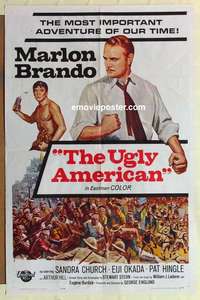 s161 UGLY AMERICAN one-sheet movie poster '63 Marlon Brando, Eiji Okada