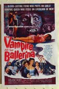 s142 VAMPIRE & THE BALLERINA one-sheet movie poster '62 Helene Remy