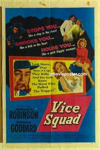 s133 VICE SQUAD one-sheet movie poster '53 Edward G. Robinson, film noir