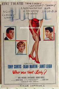 s069 WHO WAS THAT LADY one-sheet movie poster '60 Tony Curtis & Janet Leigh!