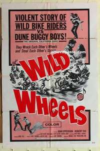 s059 WILD WHEELS one-sheet movie poster '69 rebel bikers vs surfers!