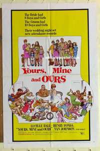 s006 YOURS, MINE & OURS one-sheet movie poster '68 Fonda, Frazetta art!