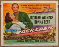 w063 BACKLASH movie title lobby card '56 Richard Widmark, Donna Reed